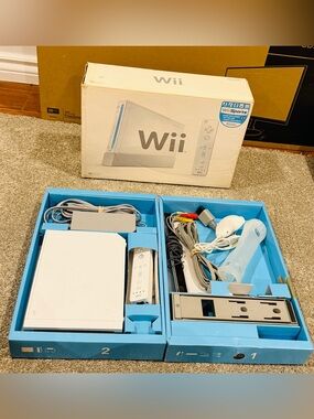 Nintendo Wii Console System White RVL-001 Boxed CIB - Wii Remote Nunchuk Cables⁠